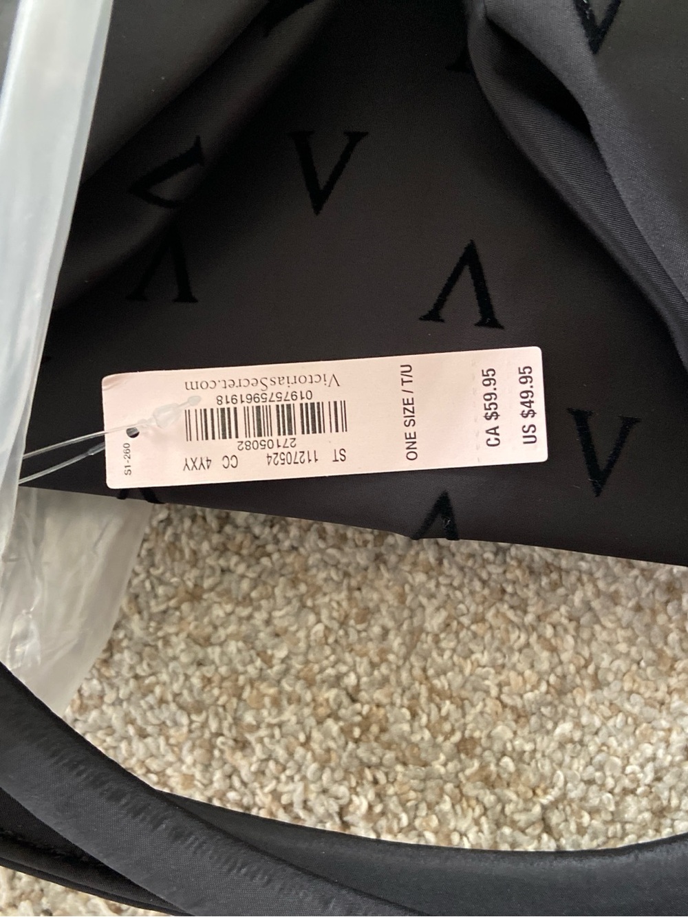Victoria Secret Black Bag with Pink Scarf NWT - Picture 9 of 13